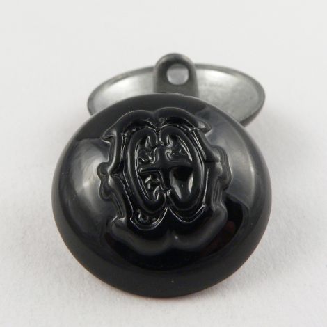 25mm Black Enamel Coat of Arms Metal Shank Button