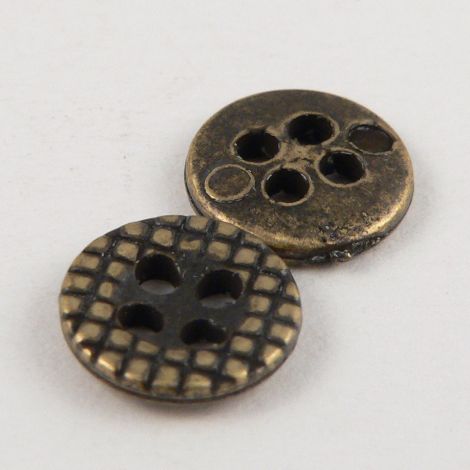 10mm Round Brass Metal 4 Hole Shirt Style Button
