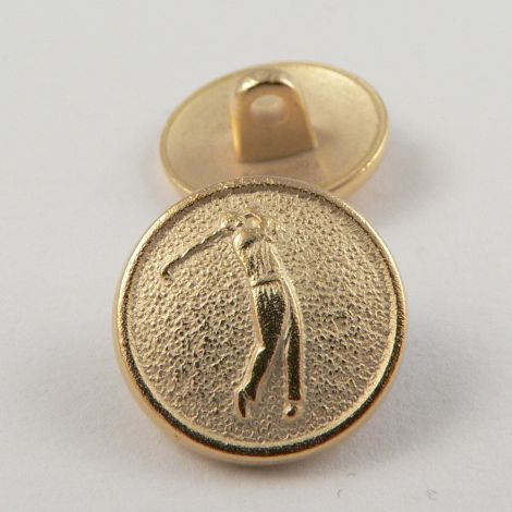 15mm Gold Metal Shank 'Golfer' Button