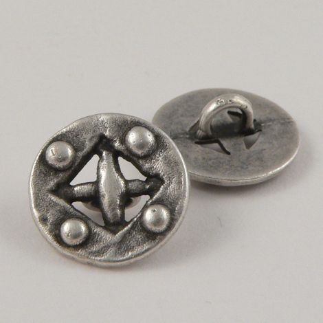 18mm Old Silver Style Metal Shank Button