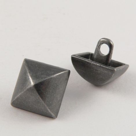 11mm Pewter Square Contemporary Shank Metal Button