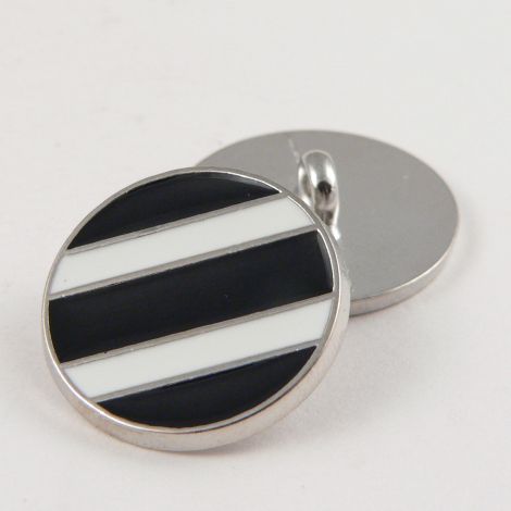 20mm Designer Enamel Striped Metal Shank Button