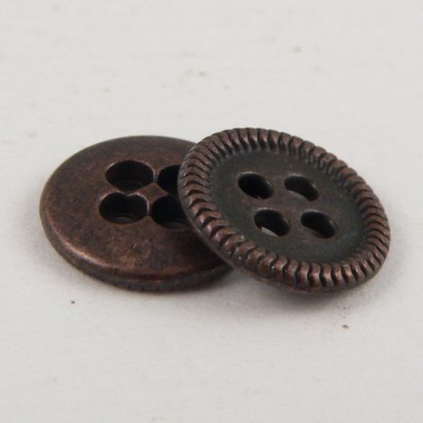 10mm Copper Metal 4 Hole Shirt Button