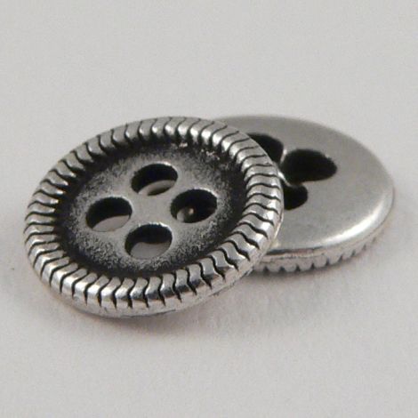 10mm Silver Metal 4 Hole Shirt Button