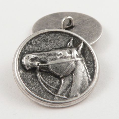 23mm Silver Horse Head Metal Shank Button