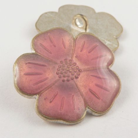 15mm Italian Pink Enamel Flower Metal Shank Button