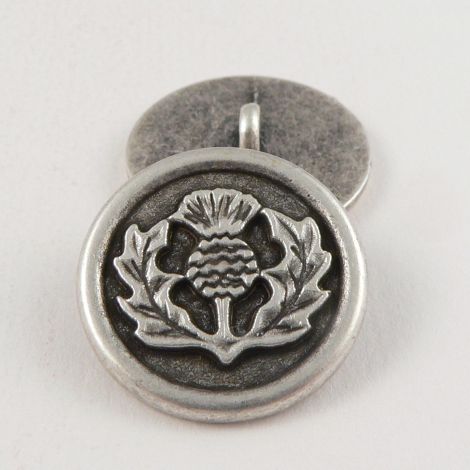 23mm Silver St Andrew's Thistle Metal Shank Button