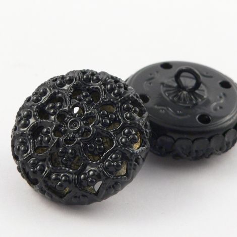 23mm Black Ornate Shank Metal Buttons