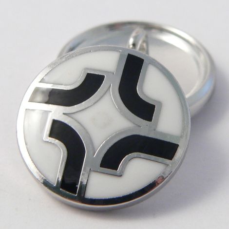 15mm White & Black Metal & Enamel Shank Suit Buttons