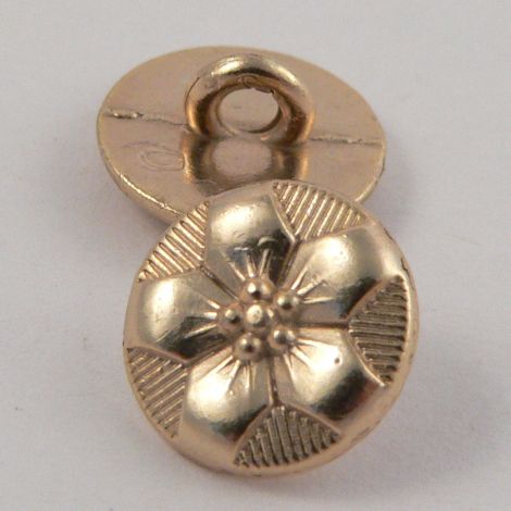 10mm Gold Metal Floral  Shank Button