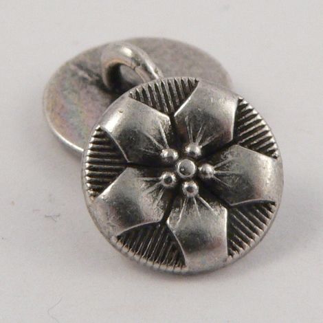 10mm Pewter Metal Floral  Shank Button