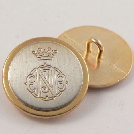20mm Silver & Gold Coat of Arms Metal Shank Suit Button
