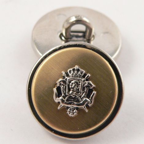 15mm Gold & Silver Crest Coat of Arms Metal Shank Suit Button