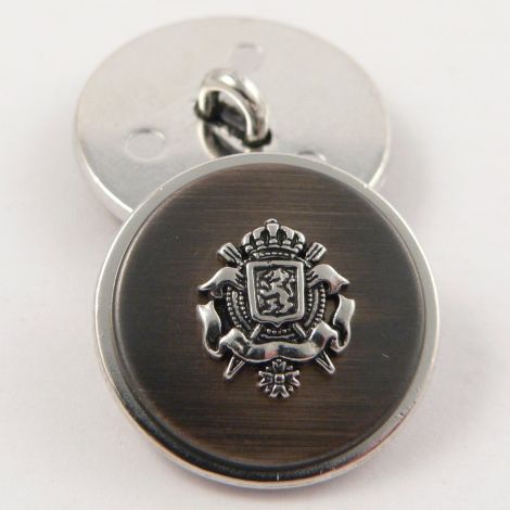 15mm Silver & Copper Coat of Arms Metal Shank Suit Button