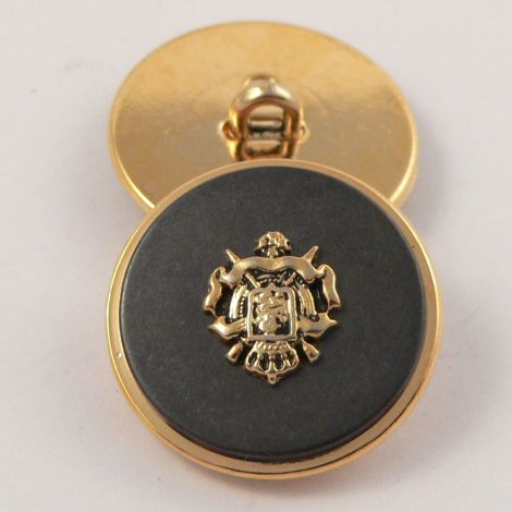 20mm Gold & Charcoal Coat of Arms Metal Shank Suit Button