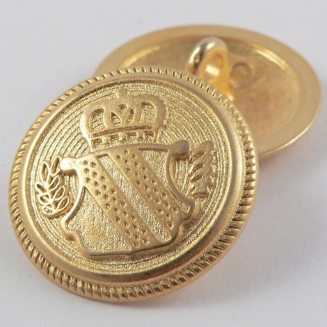 15mm Gold Coat of Arms Solid Metal Shank Suit Button