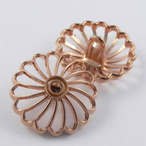 23mm Rose Gold Flower Metal Shank Button