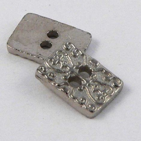 10mm Rectangular Silver Metal 2 Hole Button