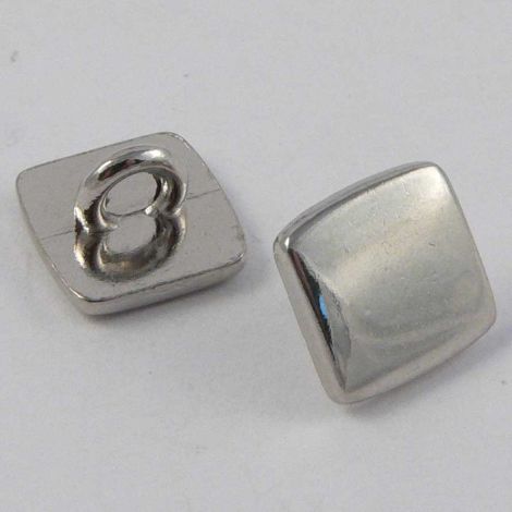 12mm Square Silver/Chrome Metal Shank Button