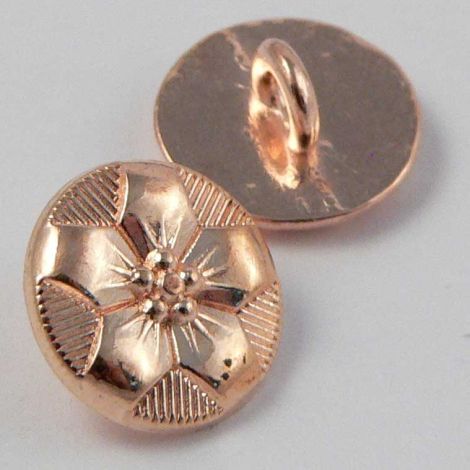 10mm Rose Gold Metal Floral  Shank Button