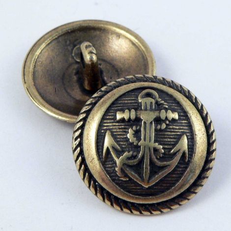15mm Old Gold Anchor Metal Shank Suit Button