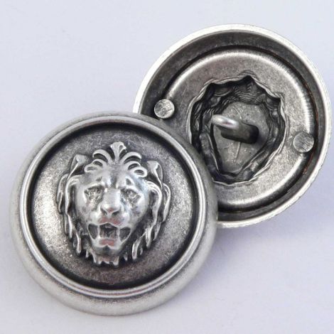 18mm Old Silver Lion Head Metal Shank Suit Button