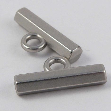 20mm Old Silver Hexagon Bar Solid Metal Shank Suit Button