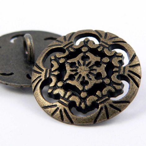 20mm Brass Flat Ornate Shank Metal Button