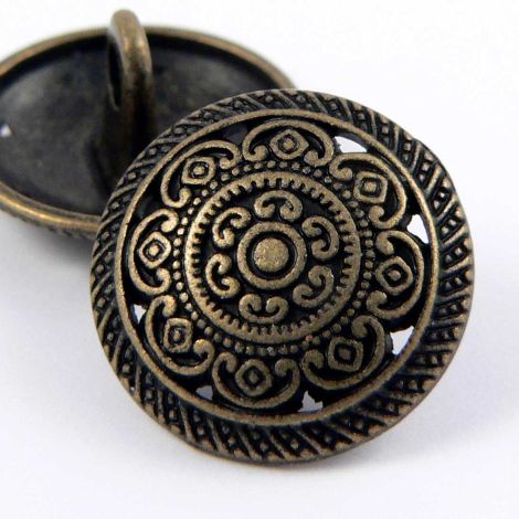 15mm Brass Domed Cut-Out Shank Metal Button