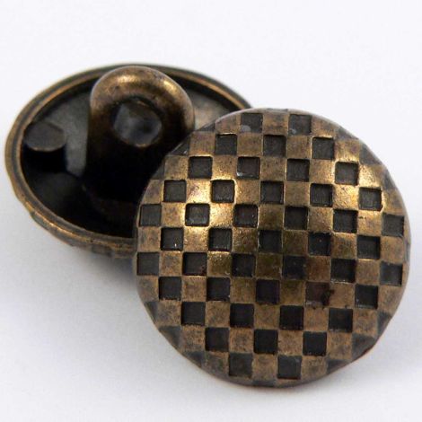 15mm Brass Square Check Shank Metal Button