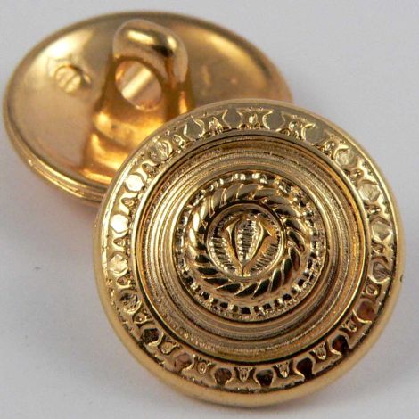 15mm Ornate Gold Metal Shank Button