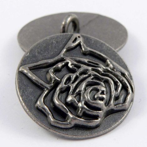 23mm Pewter Rose Metal Shank Button