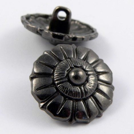 20mm Contemporary Flower Pewter Metal Shank Button