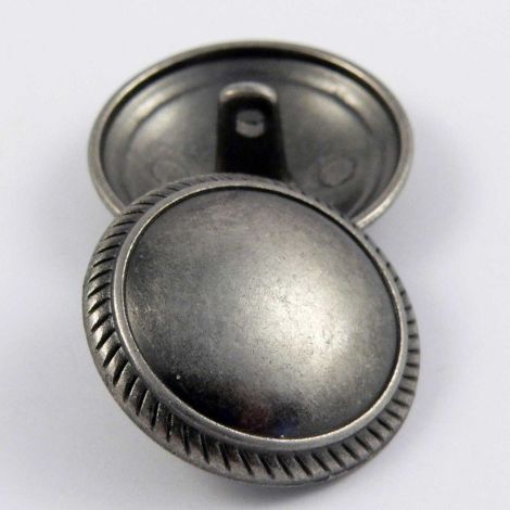 18mm Ornate Rimmed Pewter Shank Metal Button