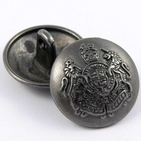 15mm Pewter Coat Of Arms Shank Metal Button