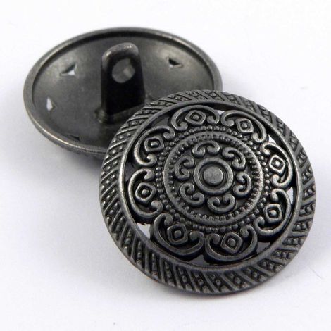 15mm Pewter Domed Cut-Out Shank Metal Button
