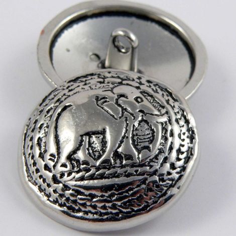 28mm Silver Elephant Metal Shank Coat Button