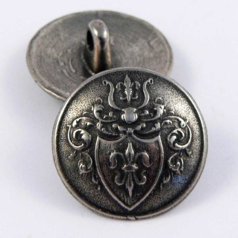 18mm Slightly Domed Coat Of Arms Pewter Shank Metal Button