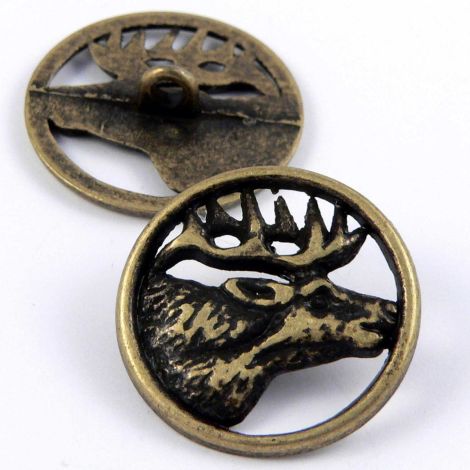 15mm Brass Stag Head Shank Metal Suit Button