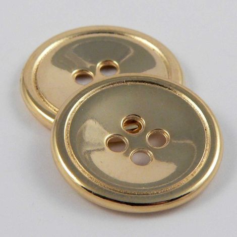 15mm Gold solid Metal 4 Hole rimmed button