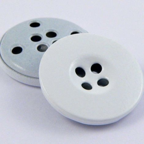20mm Glossy White 4 Hole Metal Button