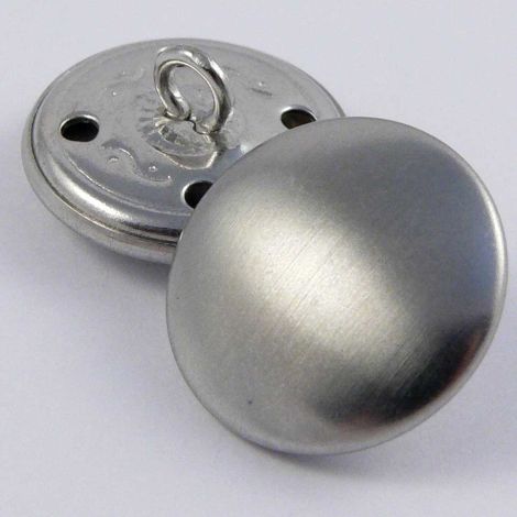 15mm Brushed Silver 2 Part Metal Shank Button