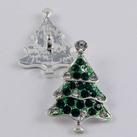 18mm Green Diamante Christmas Tree Shank Button