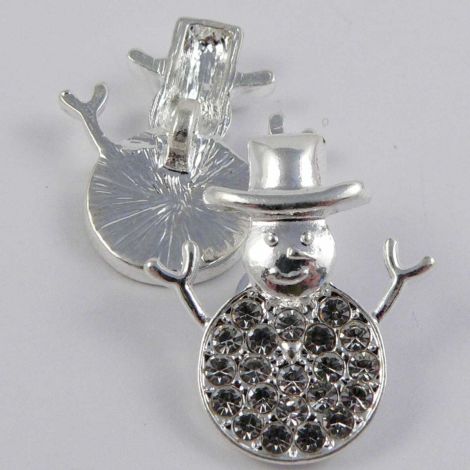 22mm Silver Diamante Christmas Snowman Shank Button