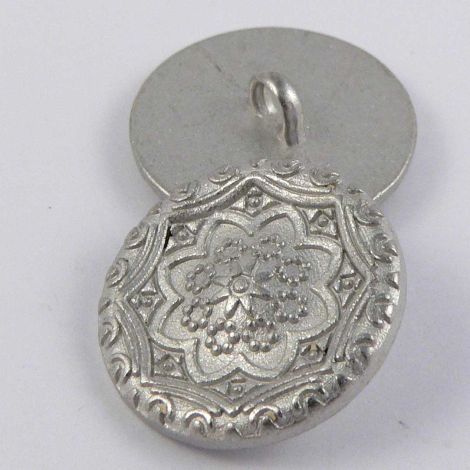 15mm Matt Silver Ornate Shank Suit Button