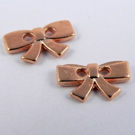 10mm Rose Gold Ribbon Bow 2 Hole Metal Button
