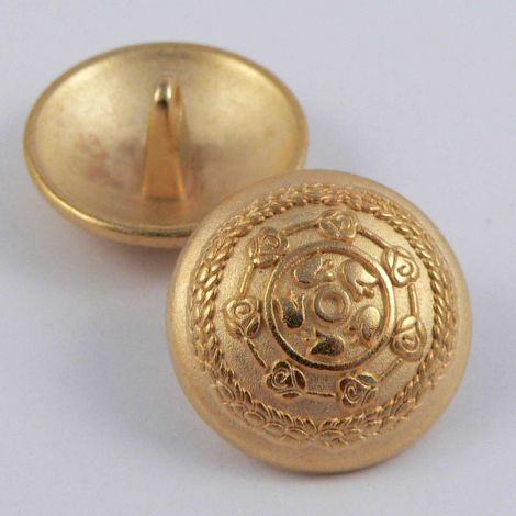 20mm Matt Gold Domed Crest Metal Shank Button