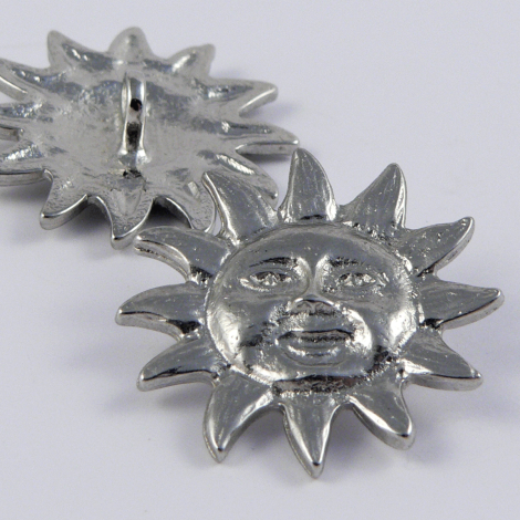 26mm Silver Smiling Sun Metal Shank Coat Button