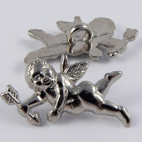 14mm Silver Cupid Metal Shank Button