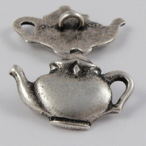 25mm Antique Silver Teapot Metal Shank Button